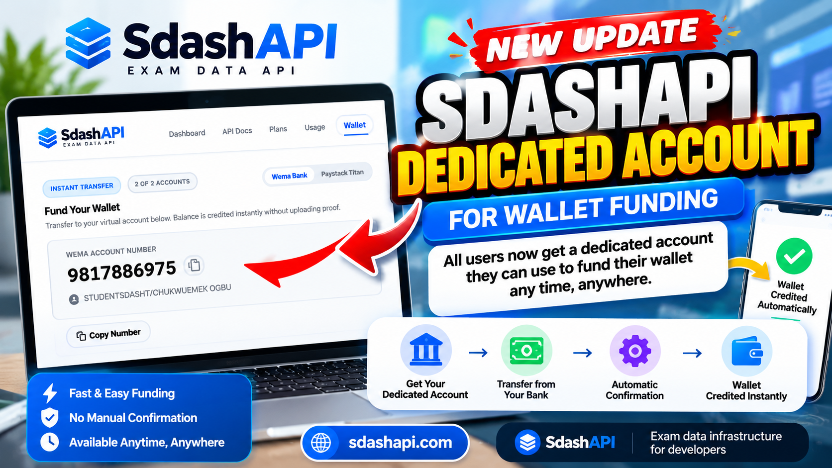 SdashAPI Introduces Dedicated Accounts for Faster and Easier Wallet Funding